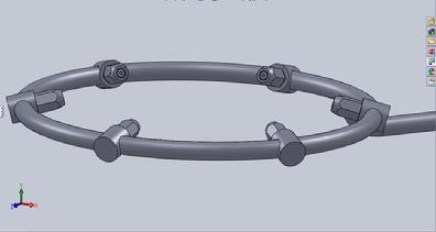 custom torch; 5" OD ring with 6 burner outlet couplings - 1/4" -27; 15 degree angle burner direction.  Includes 6 #8DX burners.  1/4" OD Tube connection (Stainless Steel).